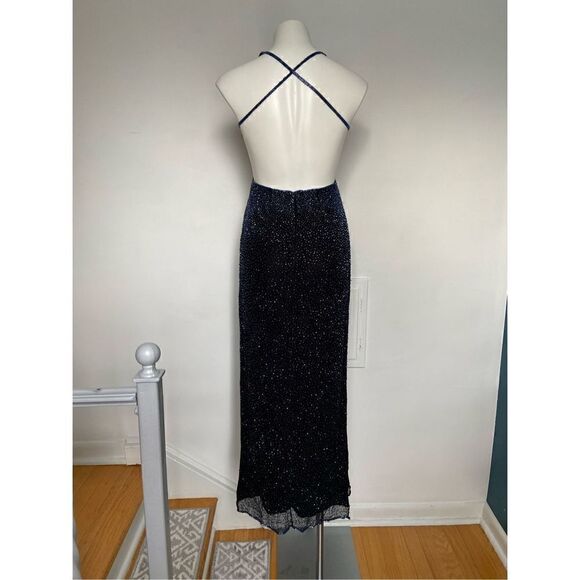 Scala Y2K Fully Beaded Silk Formal Dress Prom - Picture 14 of 15